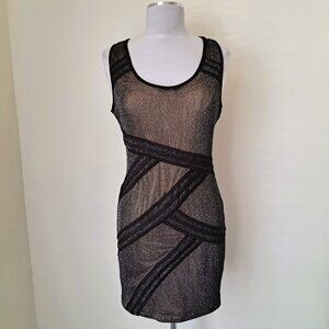 Nikibiki Juniors Dress Bodycon Style Sleeveless Black/Cream Size L
